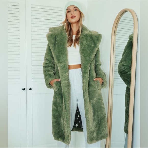 Lulus Jackets & Blazers - Emerald Star Faux Fur Coat
